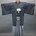 The haori's sleeves when worn and arms spread open.