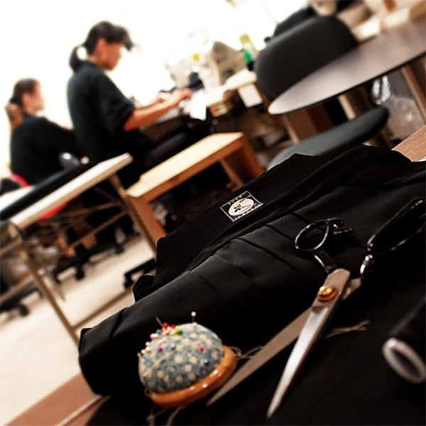 View of one of our workshops and tools used for custom hakama.