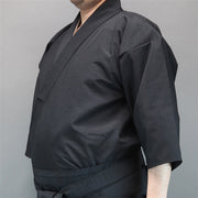 Akastuki dogi worn and seen from the side.