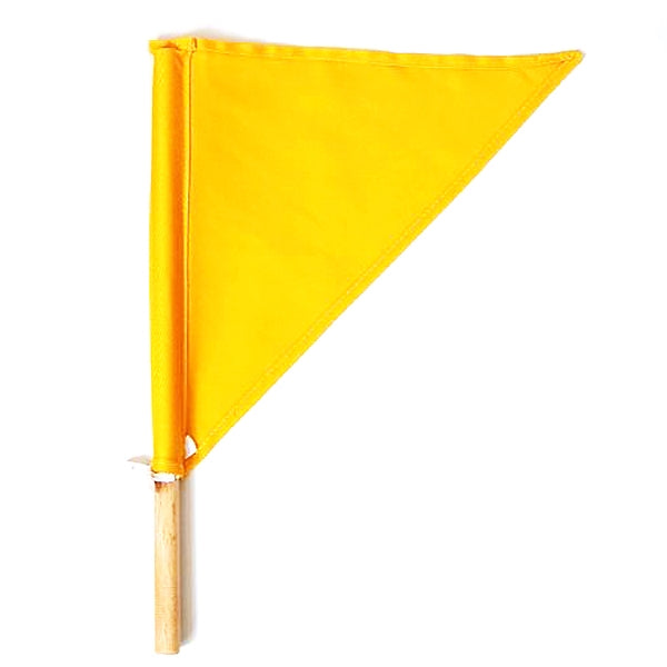 Full view of the yellow timekeeper flag.