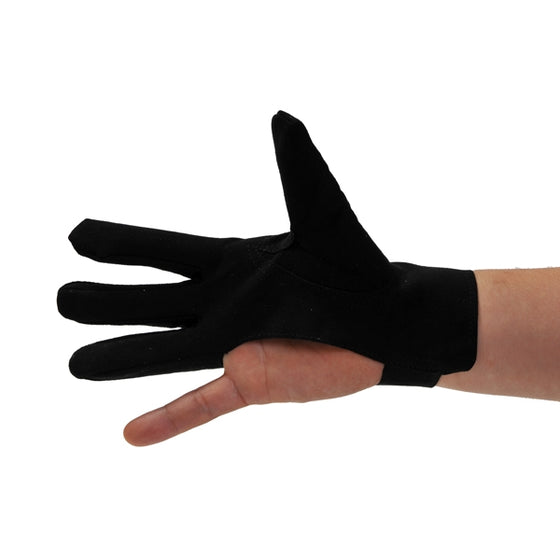 The black glove with 3 fingers and thumb.