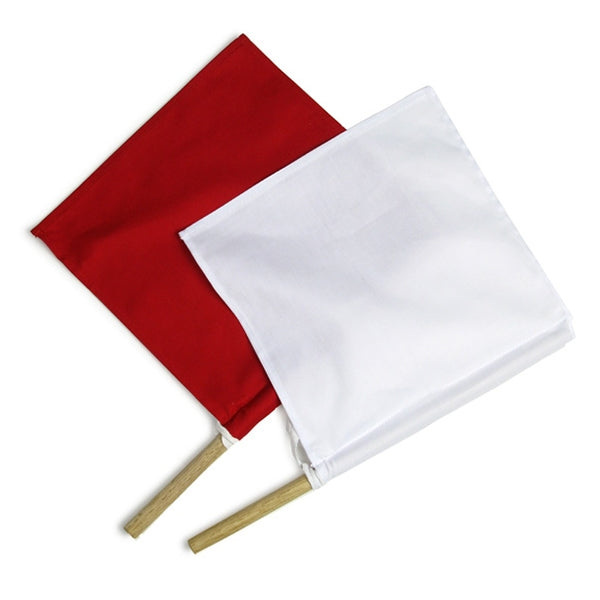Full view of both flags, white on top of red.