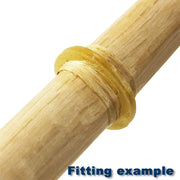 Leather tsuba shown attached to naginata.