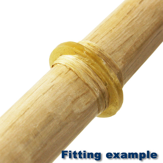 Leather tsuba shown attached to naginata.