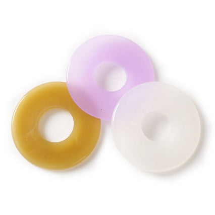 The brown, purple and white variations of plastic tsuba.