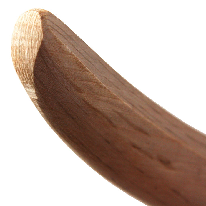 Close-up view of the naginata's kissaki (blade tip).