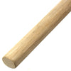 Close view of the kashira end of the white oak naginata.