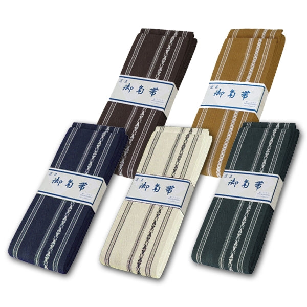 The Nishijin Kaku Obi color variations all displayed together.