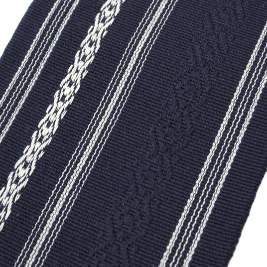 Close-up of the navy fabric.