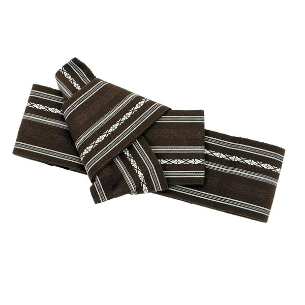 The brown version of the kaku obi showing the pre-tied knot.