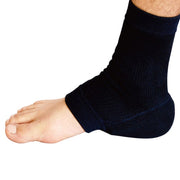 The heel protector seen form the side when worn.