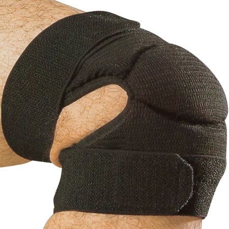 Full view of the black knee protector.