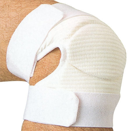 Full view of the white variation of the knee protector.