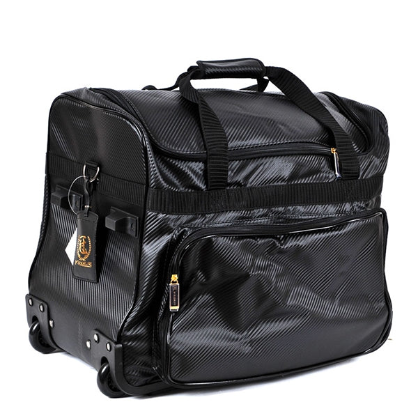Full view of the black carrier bag.