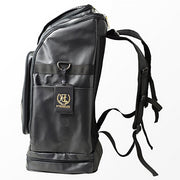 Side view of the backpack showing the straps.