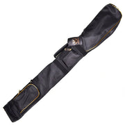Full view of the kanmuri shinai bag with gold trim.