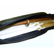 Inside view of the shinai bag with shinai and bokuto stored.
