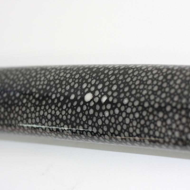 Close-up view of the laquered sosame saya.