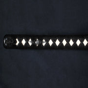 Close-up of the longer tachi tsuka with its menuki and hinerimaki wrapping.