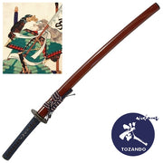 Full view of the iaito with the saya and the picture of Maeda Kaiji