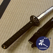 The sakura higo iaito's tsuba, outside of the saya.