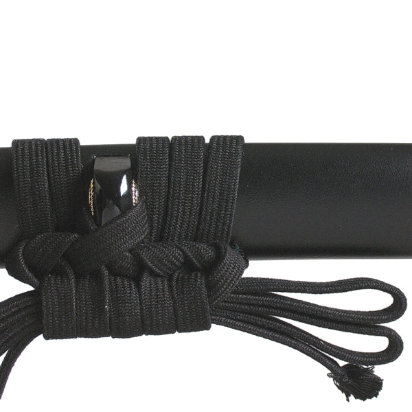 Close-up of the saya's kurigata and black cotton sageo.