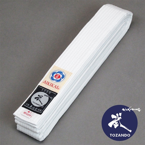 Aikido Obi White/Unbleached Belt white front view