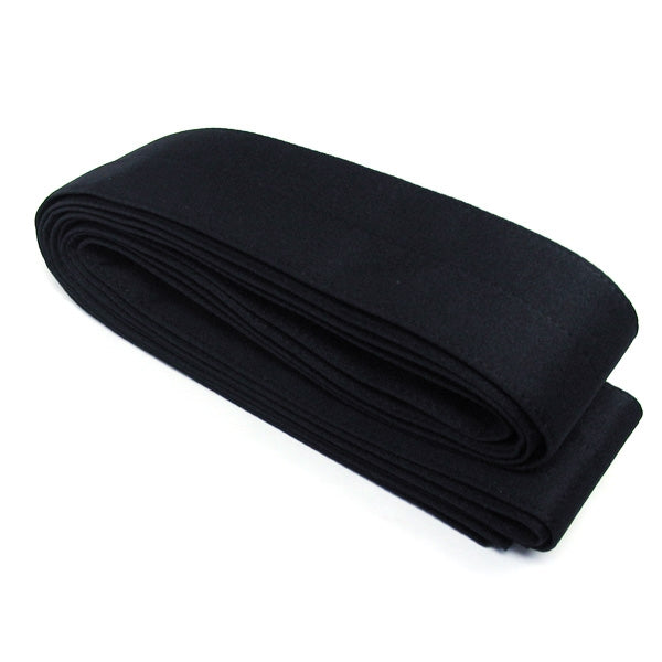 The polyester obi rolled up.
