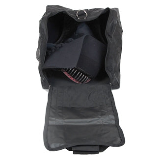 The bogu bag opened up with a bogu inside as an example.