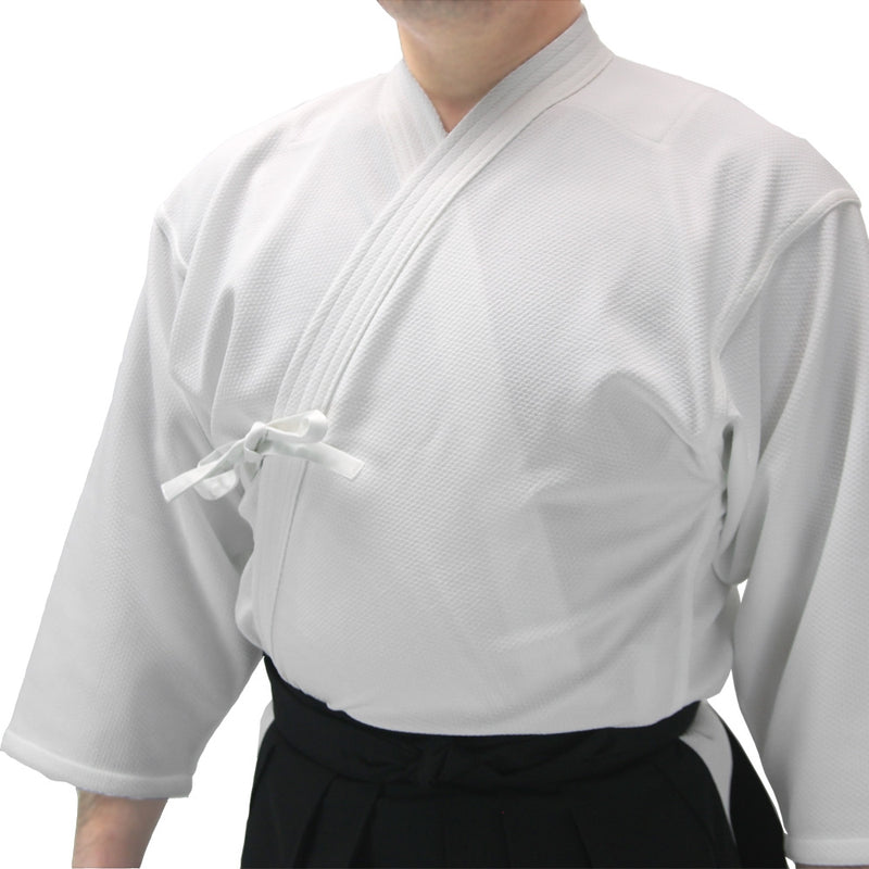 White variant worn with navy hakama.