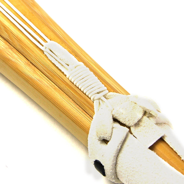 Close-up of the end of the tsuka and start of the shinai's main body.