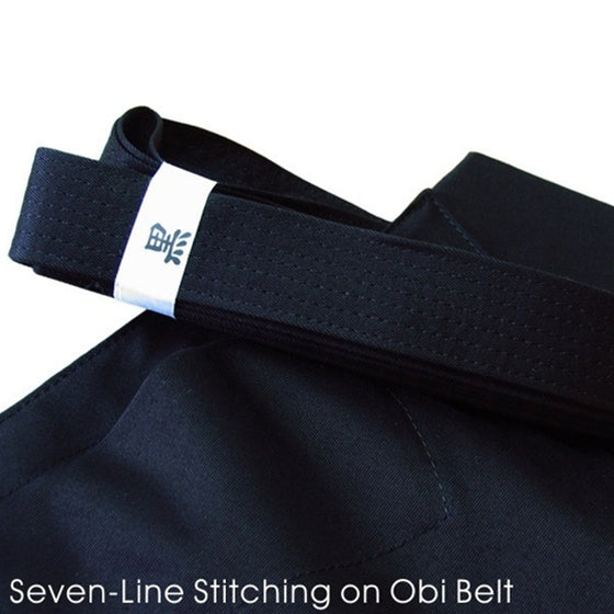 Basic Tetron Aikido Hakama seven line stitching on obi belt