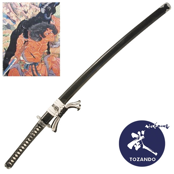 Full view of the iaito with the saya and the picture of an ogre