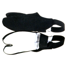  Full view of the half-tabi pair showing the white clarino sole.