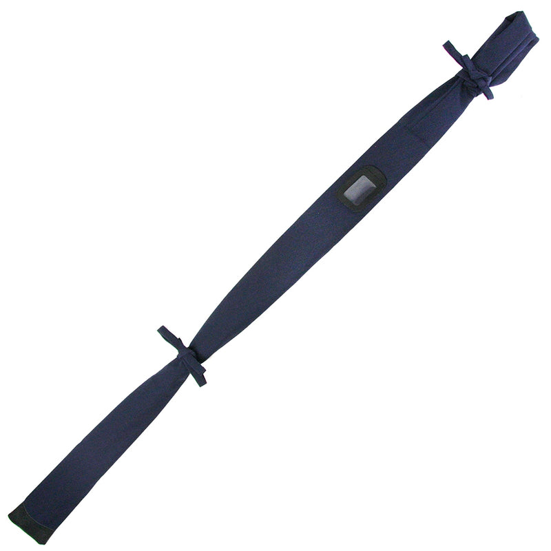 Full view of the navy carry bag.