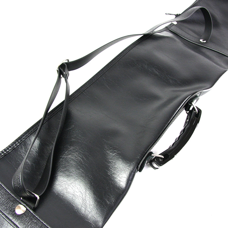 View of the bag handle and strap.