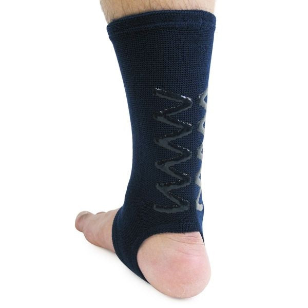 The protector seen worn on the right leg.