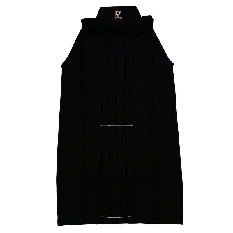 Full-length front view of the black hakama.