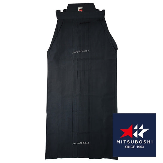Full view of the black memory pleats hakama.