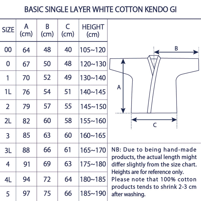 Basic Single Layer White Cotton Kendo Gi
