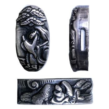Copper fuchi and kashira depicting the artisan Soten.