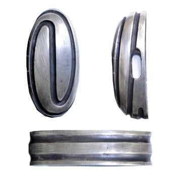 Pure silver fuchi and kashira in the futae yamaji style.