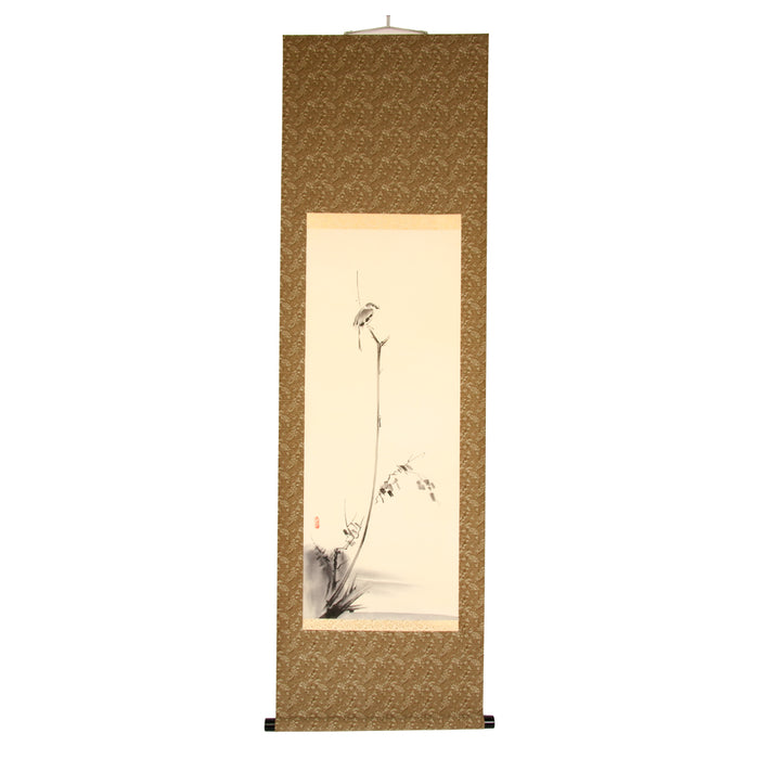 Kakejiku Wall Scroll: Shrike on a dead branch