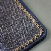 Close-up of the fine gunomezashi mendare and brown silk kazari ito.