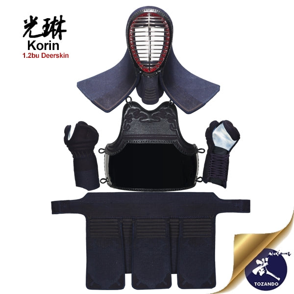 The korin bogu seen fully assembled and on a stand.