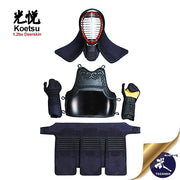 Full view of the koetsu bogu on a bogu stand.
