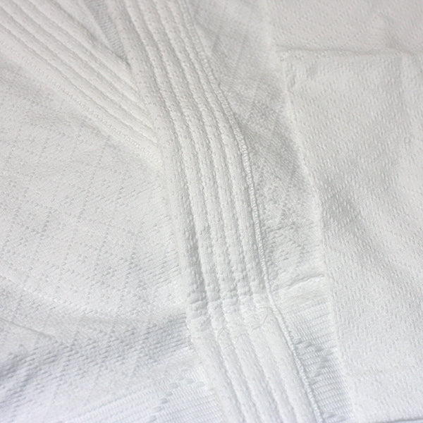 The dogi jacket seam and fabric.