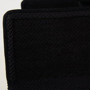 Close-up of the mendare and their gunomezashi stitching as well as indigo deerskin kazari.
