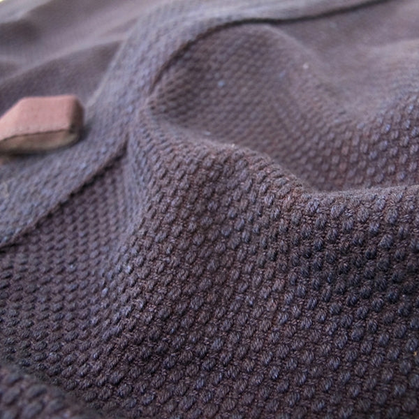 Close-up of the single layer dogi's sashiko fabric.