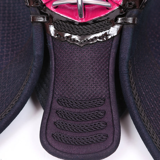 Close-up of the neo-leather tsukidare.